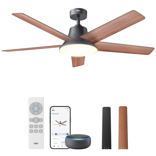 DREO 52-inch black smart ceiling fan with integrated light