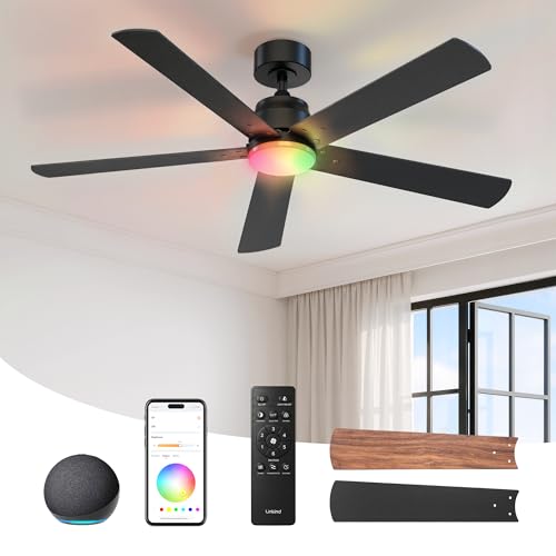 Linkind 52-inch black Matter smart ceiling fan with RGB light